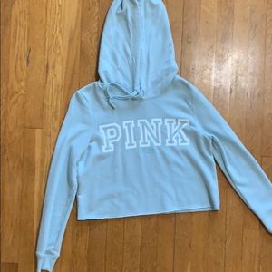 PINK blue cropped hoodie